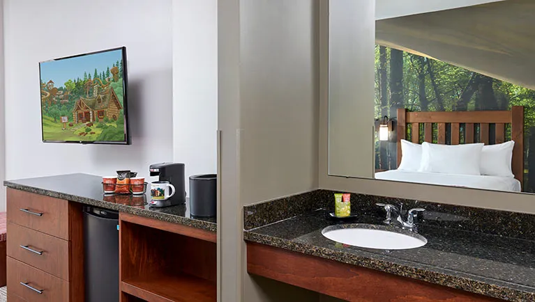 The sink area in the ccessible Family Suite